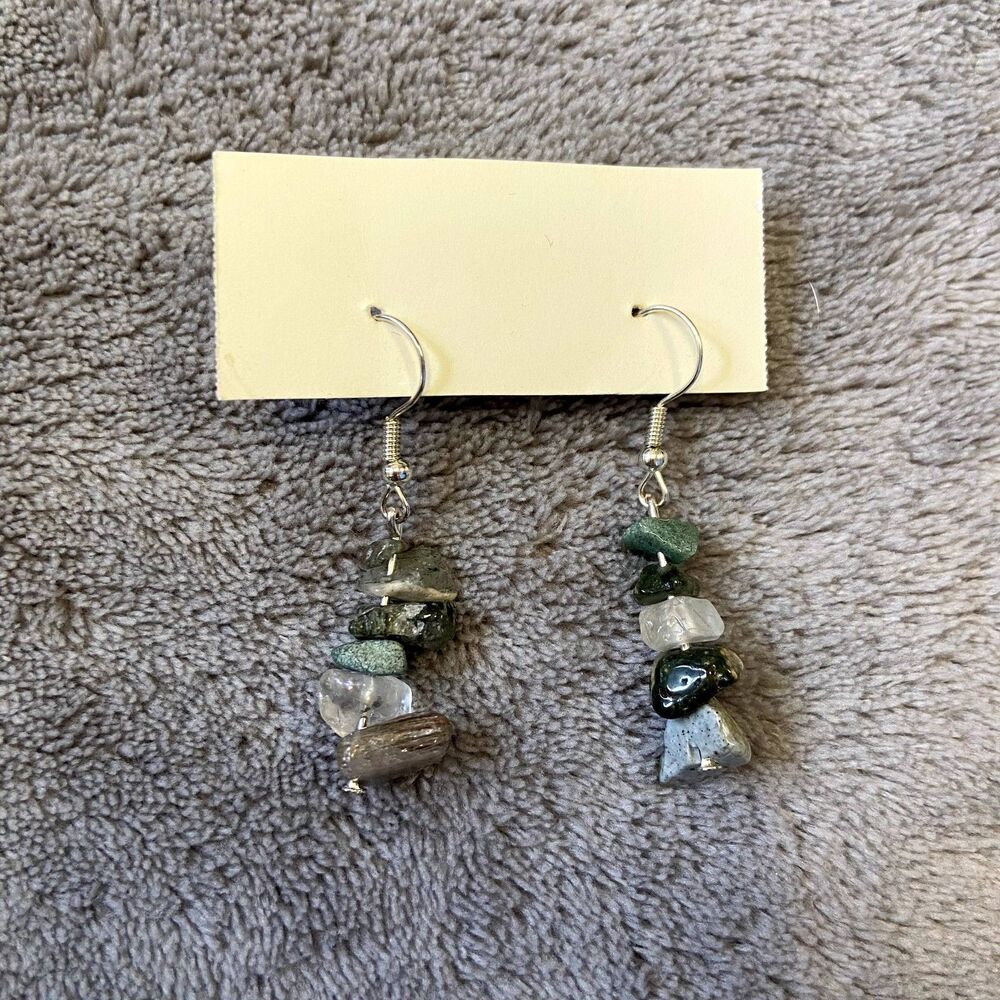 Handmade Green Crystal Chip Earrings